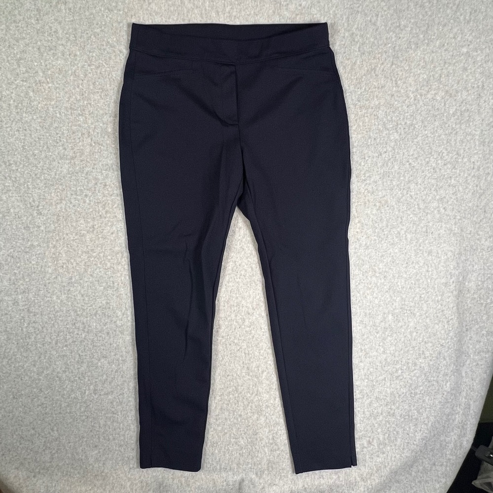 Chicos 2 R Size 12‎ Navy Blue Stretch Comfort Straight Leg Ankle Pants Pull on